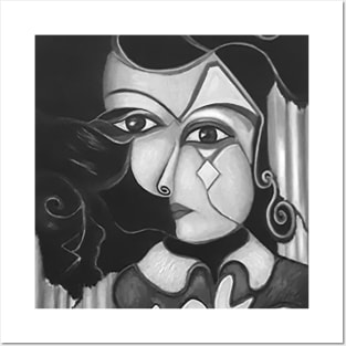 Modern art painting black & white |  woman's Portrait Posters and Art